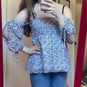American Eagle Shirred Floral Summer Top